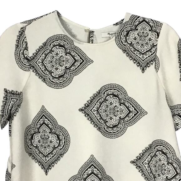 Madewell Tailored Tee Estate Paisley Cream Black Pullover Top Shirt sz Small - Picture 6 of 12
